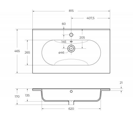 Мебель для ванной комнаты BELBAGNO ETNA-800, артикул BB810/465-LV-VTR-BL