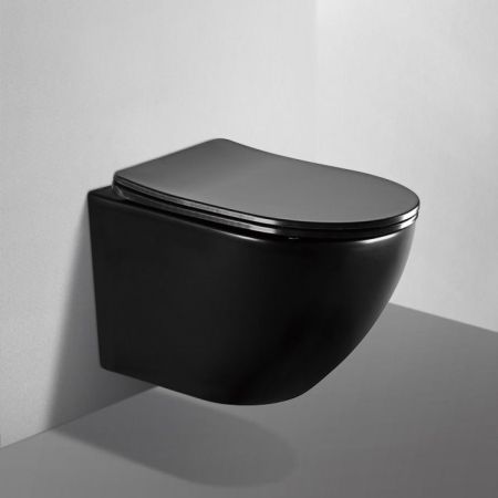 Унитаз ABBER BEQUEM AC1100MB подвесной черный матовый, безободковый, артикул AC1100MB