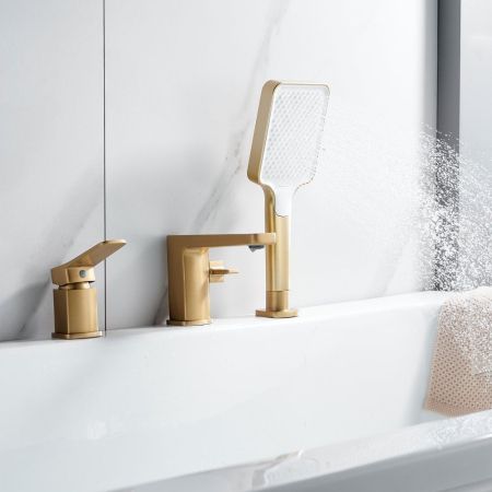 Смеситель на борт ванны Shevanik S9912G, золотой сатин, артикул S9912G