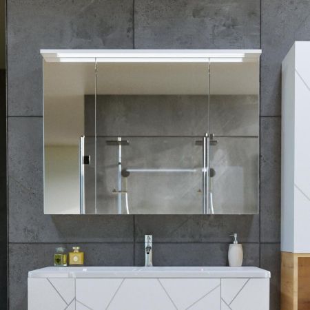 Зеркальный шкаф Бриклаер КРИСТАЛЛ 95 см, белый, артикул 4627125416002