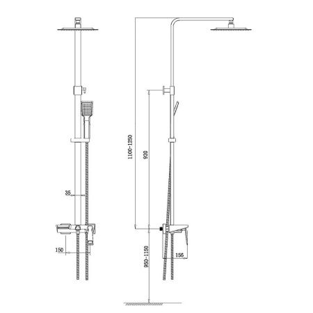 Душевая система Bronze de Luxe Quadro LT919B Черный Золото Душевая система Bronze de Luxe Quadro LT919B Черный Золото