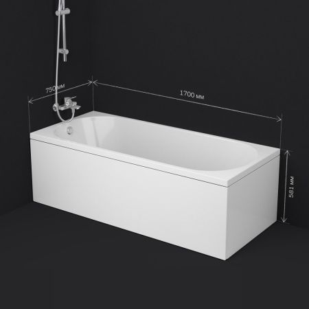 W94A-170-075W-A X-Joy Ванна акриловая 170х75, артикул W94A-170-075W-A