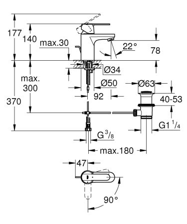 Смеситель для раковины GROHE Get однорычажный, S-Size, хром (31148000)