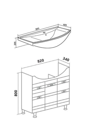 Тумба Runo Турин 85 под умывальник УТ000001523 (Стиль 85) (УТ000002095), артикул УТ000002095