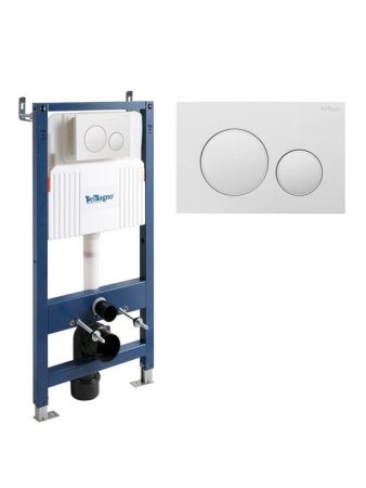 Инсталляция BELBAGNO для подвесного унитаза в комплекте с кнопкой смыва BB-101-M-BC, артикул BB-101-M-BC