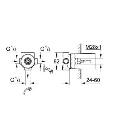 Встраиваемая часть переключателя на 2 положения GROHE для предварительно смешанной воды (29706000), артикул 29706000