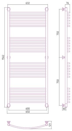 Полотенцесушитель водяной "Богема+" 1500х600 (Матовый Белый), артикул 30-0221-1560