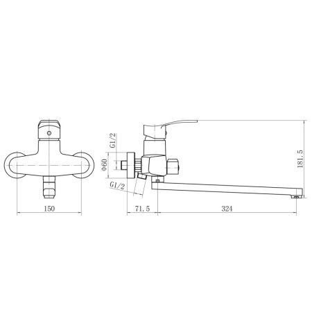Смеситель для ванны Plstart PD22001, хром