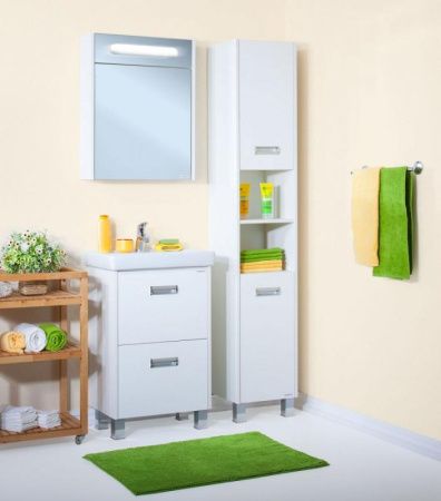 Зеркальный шкаф Бриклаер Палермо 55 с подсветкой корпус Белый глянец