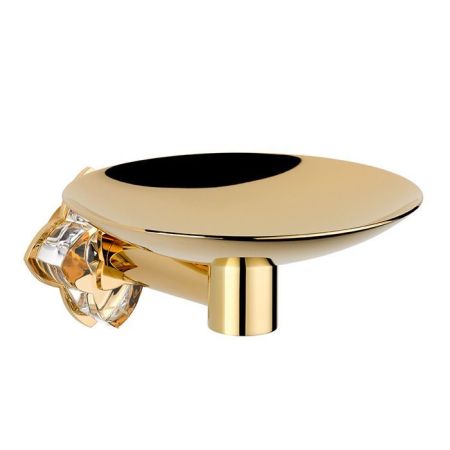 THG PETALE DE CRISTAL CLAIR Мыльница металлическая ø150 мм., подвесная, стекло прозрачное, цвет полированное золото, артикул U6A-F01-546GM