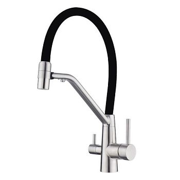 Смеситель для кухни с подключением фильтра воды Fmark FS1462-L01, сатин/черный