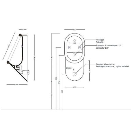 Artceram BABILA Писсуар 37 x 30 h 64 см, . цвет белый SANIGLAZE