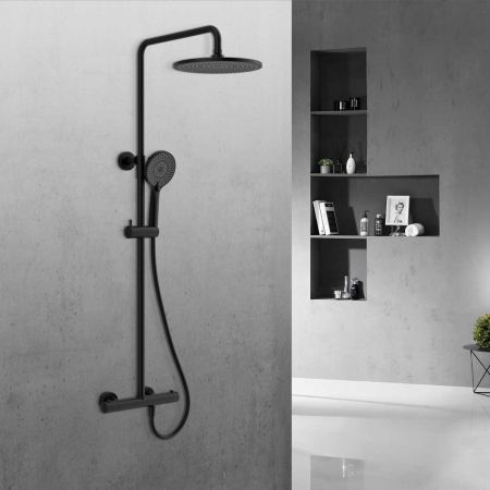 Душевая стойка Esse VSFS-1E0TMB термостатическая, черный, артикул VSFS-1E0TMB