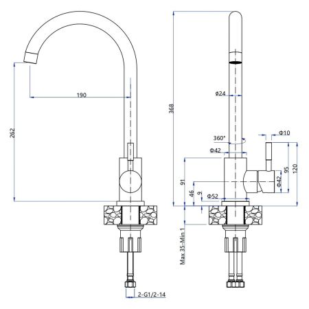 Смеситель для кухни GranFest Z-5410, белый