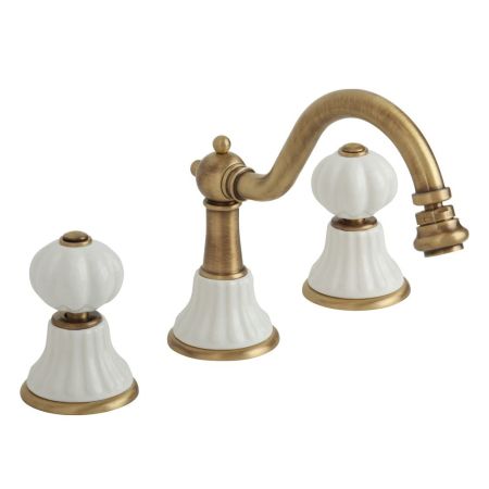 OLIVIA Смеситель для биде на 3 отв., донный клапан "click-clack", бел./бронза, артикул 18994
