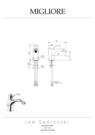LEM SWAROVSKI Смеситель для биде моноком., хром, артикул 18880