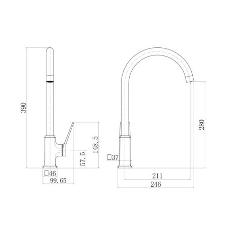 Смеситель для кухни FASHUN A4086-7, черный