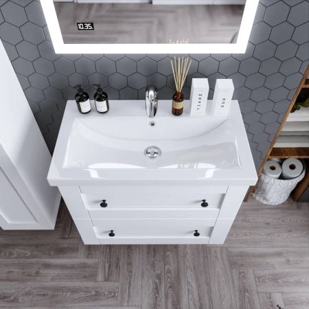 Тумба под раковину подвесная Бриклаер Хелена (рамочная) белый, 80 см, артикул 4627125416415