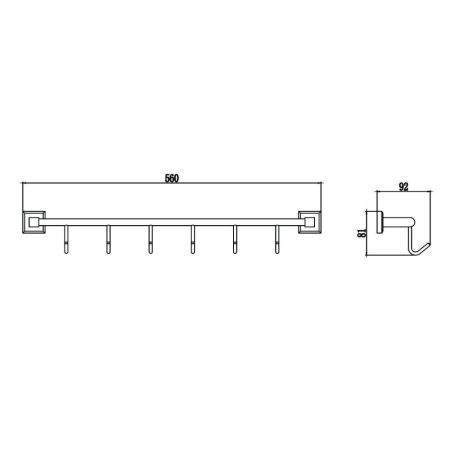 Планка с крючками Savol S-009576, хром, артикул S-009576
