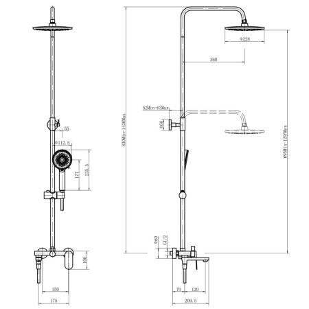Душевая система FASHUN A2488, хром