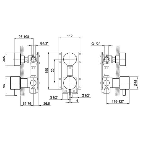 Fantini AF/21 Смеситель для душа, встраиваемый, на 2 источника, (наружняя часть), цвет: хром