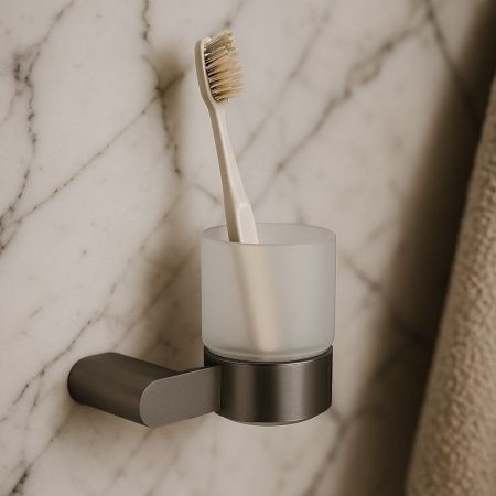 Стакан для ванной комнаты Knotlor SC102GM, оружейная сталь, артикул SC102GM