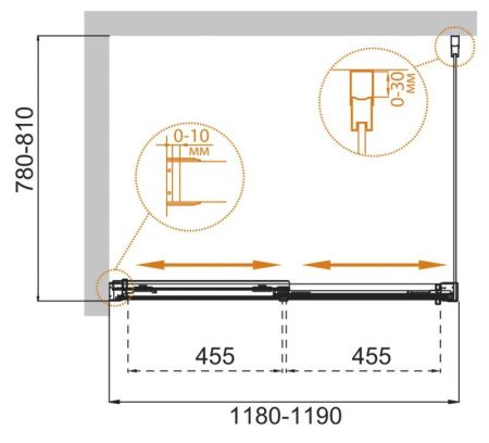 Душевой уголок CEZARES TANDEM-SOFT-AH-2, артикул TANDEM-SOFT-AH-2-120/80-P-Cr-L