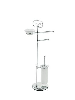 Stil Haus Idra, стойка: мыльница + полотенцедер. + бумагодержатель + ерш, цвет хром - белая керамика