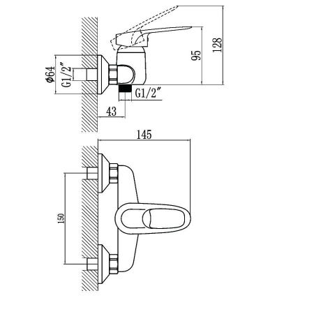 Смеситель для душа Fmark FM3004, хром, артикул FM3004