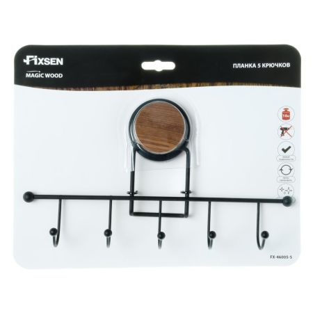 Крючок для ванной FIXSEN MAGIC WOOD FX-46005-5, черный/коричневый, артикул FX-46005-5