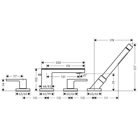 AX MyEdition Смеситель на борт ванны., без панели,  , цвет шлифованный никель
