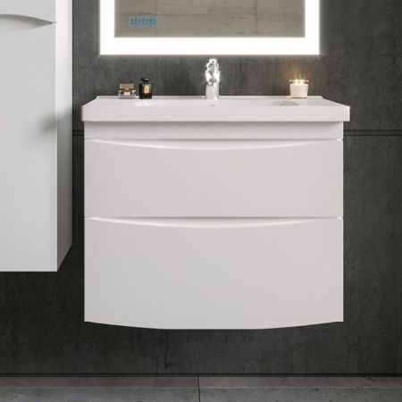 Тумба под раковину Бриклаер Вега 80 подвесная Белый глянец, артикул 4627125414077
