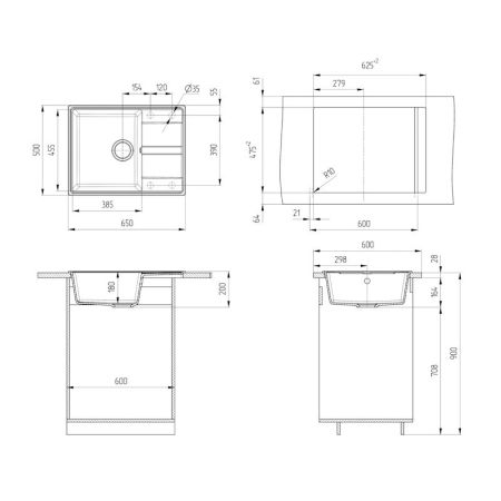Кухонная мойка Grandex Aqua Topline 600312, серый