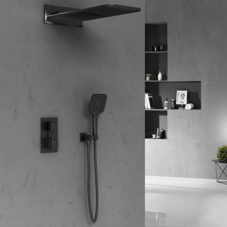 Душевой комплект VSFW-103TMB термостатический встраиваемый, двухрежимный, черный, артикул VSFW-103TMB