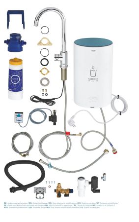 Вертикальный вентиль и бойлер GROHE Red Mono, бойлер M-size, хром, (30085001)