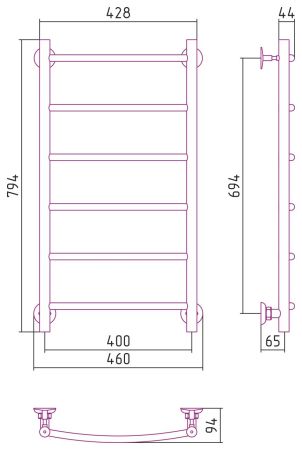 Полотенцесушитель СТИЛЬЕ "Версия-Н2" 800х400 (6) Г 18 (Без покрытия), артикул 00622-8040