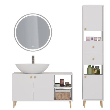 Тумба с раковиной напольная Dreja Luno 100 см, белый, артикул 99-2003-com