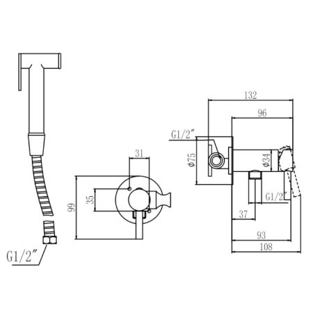Гигиенический душ со смесителем Savol S-FXQ003, хром, артикул S-FXQ003