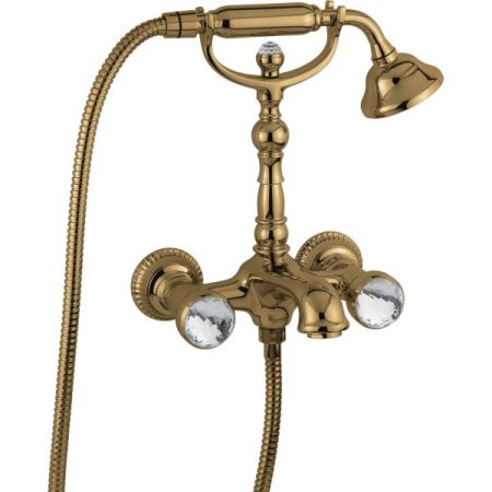 Emmevi The One Leda, смеситель для ванны. Металлические ручки + большие прозрачные кристаллы, цвет бронза, артикул 98011VSW/BR