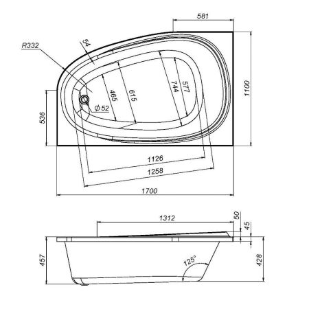 W80A-170R110W-A Like, ванна акриловая 170х110 см, правосторонняя, шт, артикул W80A-170R110W-A