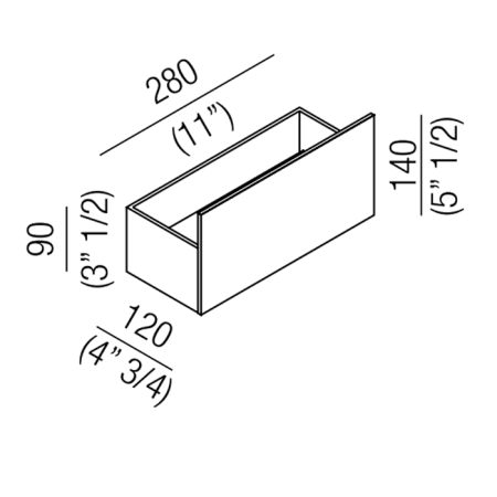 Agape Sen Полка подвесная 280х120х90/140 мм, цвет черный, артикул ASEN0917N