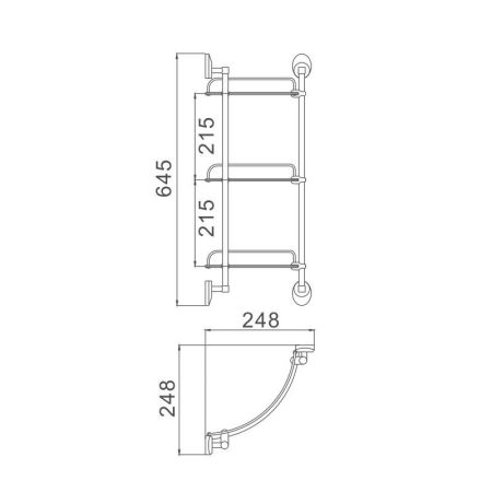 Полка стеклянная угловая Haiba HB1607-3, хром, артикул HB1607-3