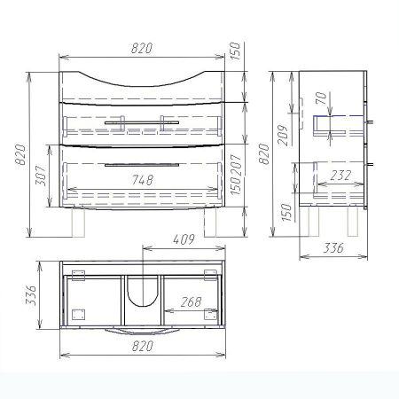Тумба Vessla stor 85, белый лак, артикул OW22.13.00