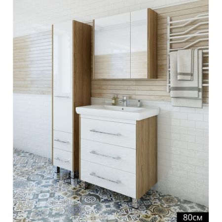 Тумба для раковины Sanflor Ларго 80 С0002112 Белая Швейцарский вяз, артикул С0002112