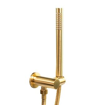 Emmevi, набор ручного душа 154: круглая лейка, шланг 150 см и держатель лейки с водоотводом (все детали из латуни), цвет брашированное золото