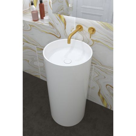 Умывальник WHITECROSS Altar D=43 (белый глянец) иск. камень, артикул 0737.043043.100