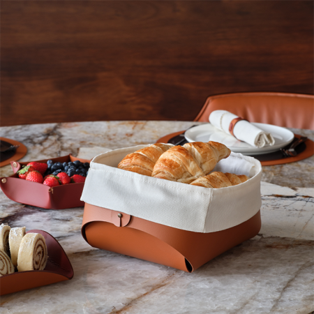 ADJ Корзина для хлеба, 15x15xH7 см., цвет: коньяк/бордо, артикул 0039.09/30