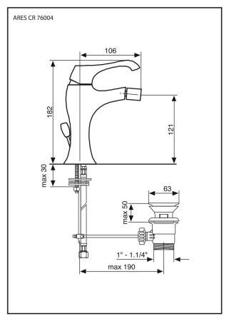 Смеситель Ares с донным клапаном для Биде, цвет белый-матовый