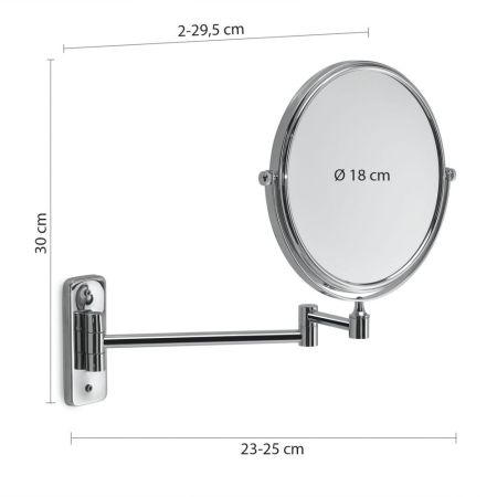 Gedy Gaia, настенное круглое поворотное косметическое зеркало (3x) со складным механизмом, цвет хром, артикул CO2024(13)