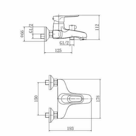 Смеситель для ванны FASHUN A3204, хром